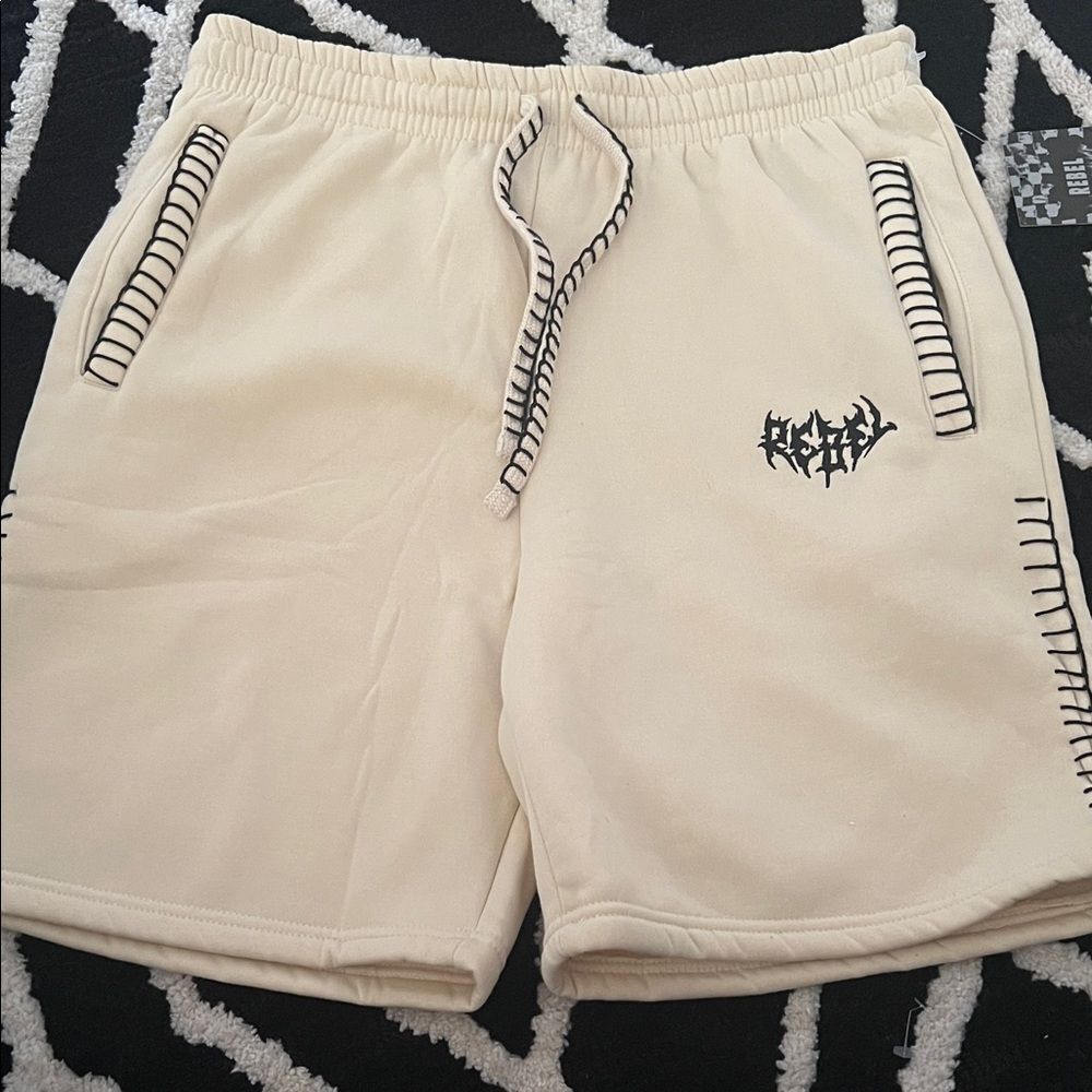 Rebel Vengeance Cream Athletic Men's Shorts Medium